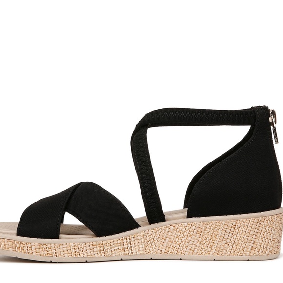 Brand New! BZees Bali Wedge Sandal Black Back Zipper Size 7 WIDE w/Original Box - Picture 4 of 8